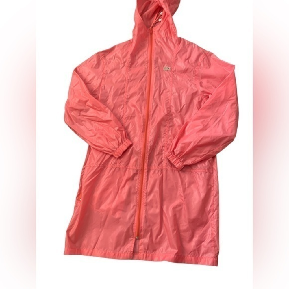 Vintage Lacoste Izod Medium Rain Jacket  Windbreaker Pink Peach Nylon hoodie zip